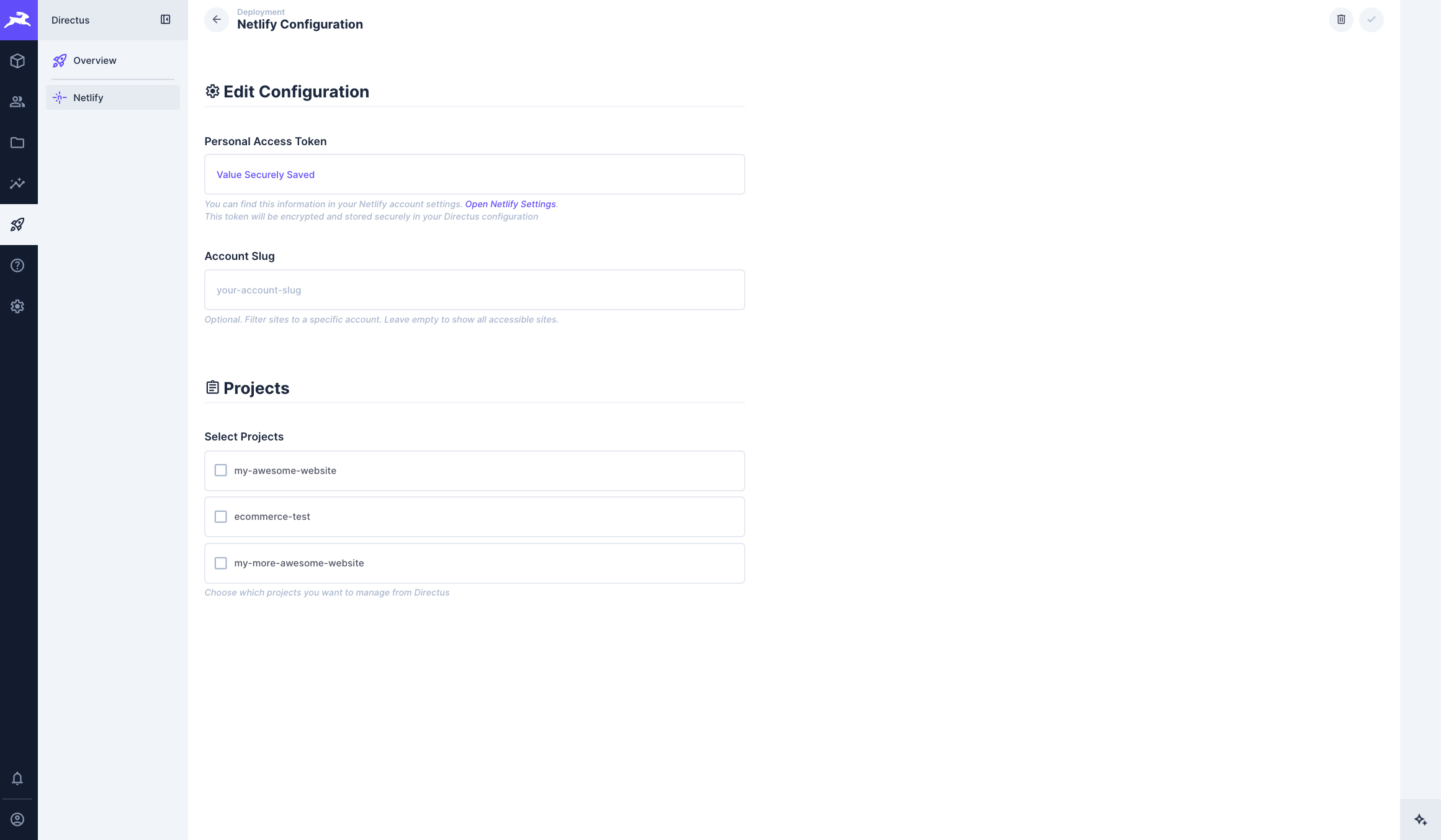 Netlify configuration sites